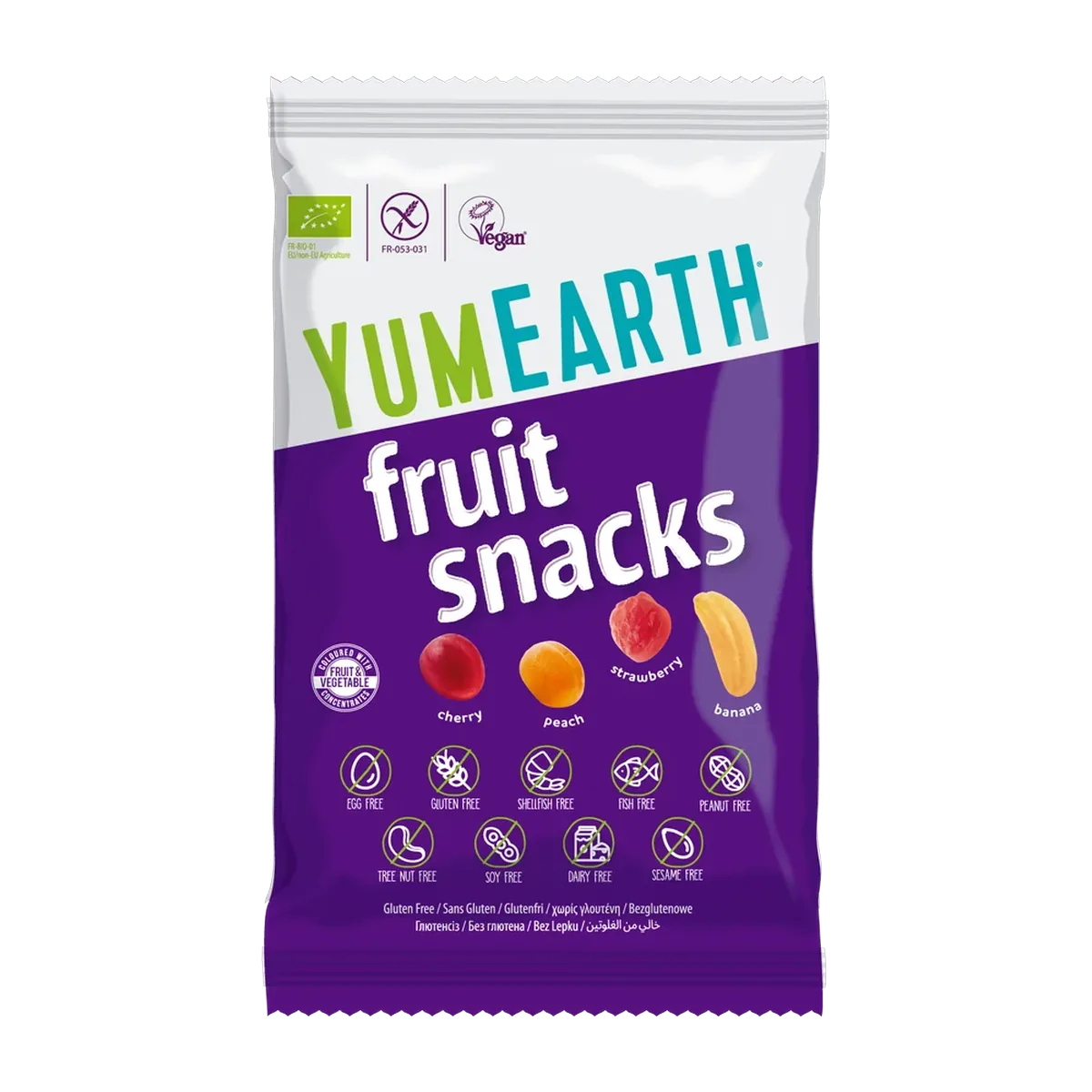 YumEarth Organic Fruit Snacks 50g pack, front
