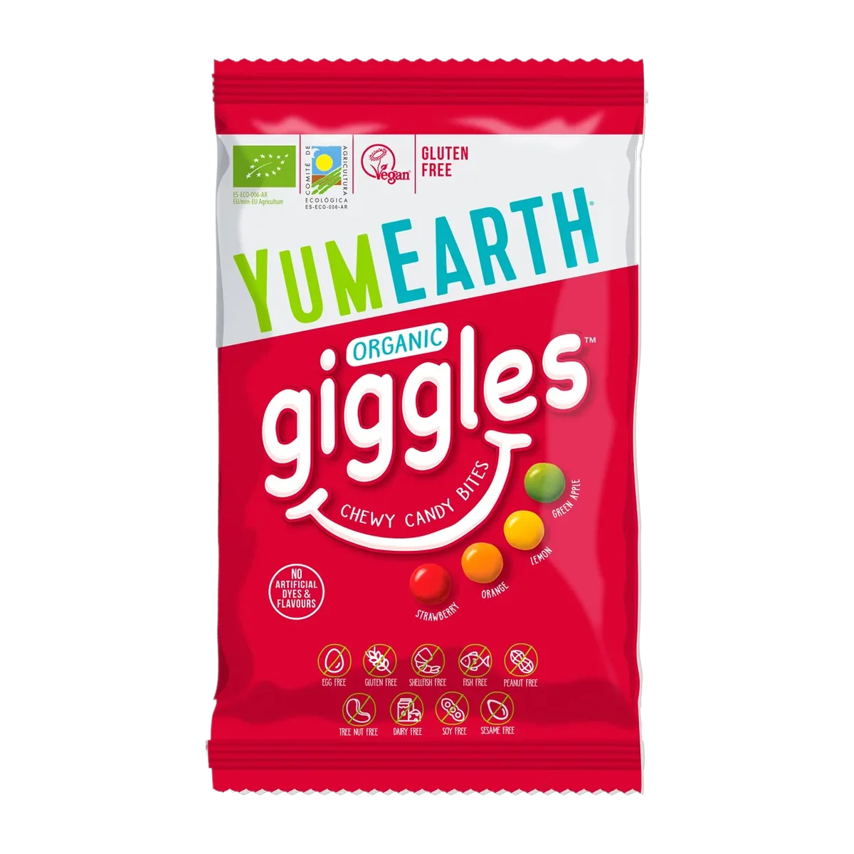 YumEarth Organic Giggles 40g pack, front