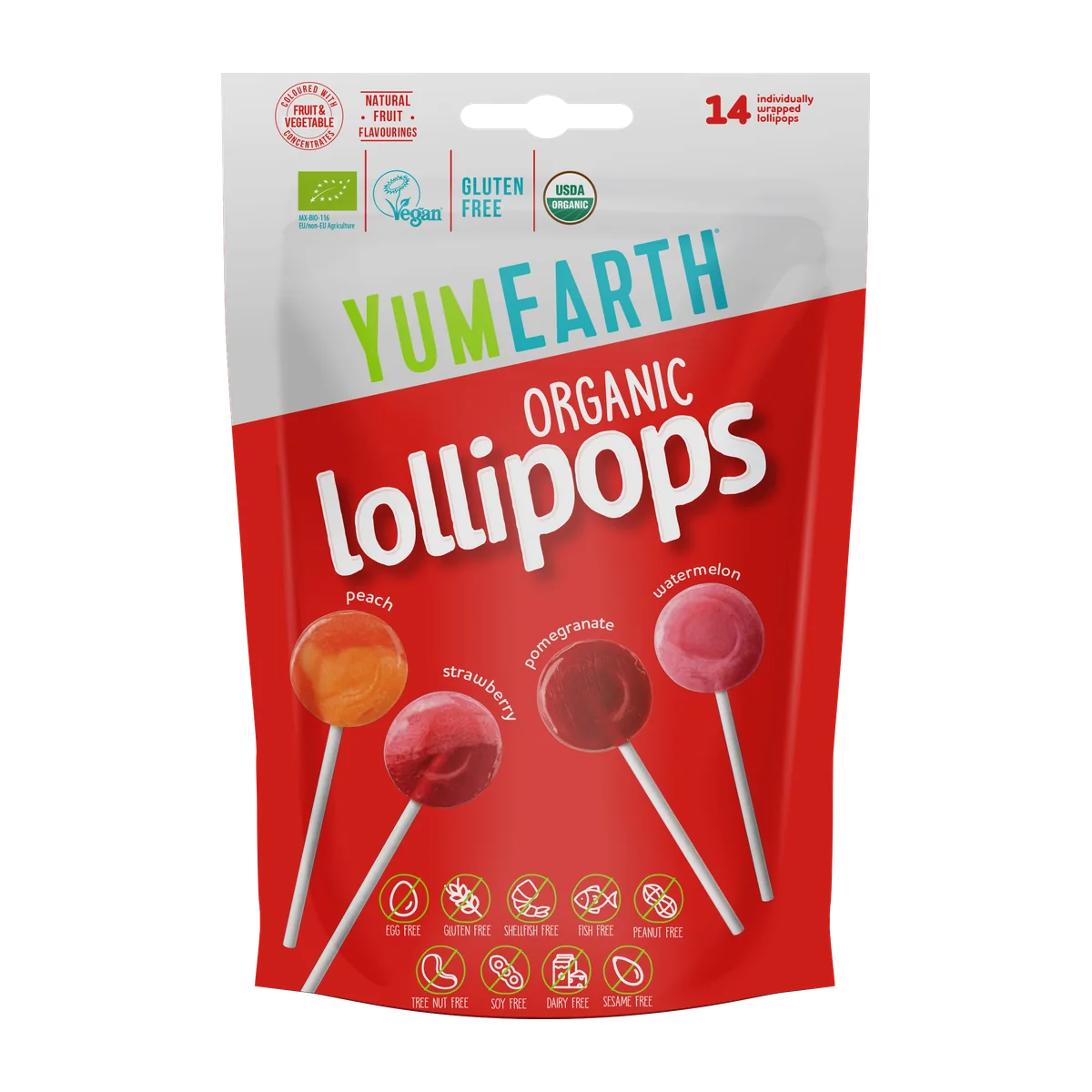Organic Classic Assorted Lollipops, 14 Pops