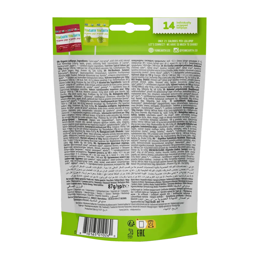 Organic Juicy Lollipops, 14 Pops