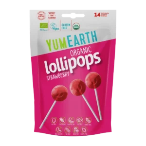 Organic Strawberry Lollipops, 14 Pops