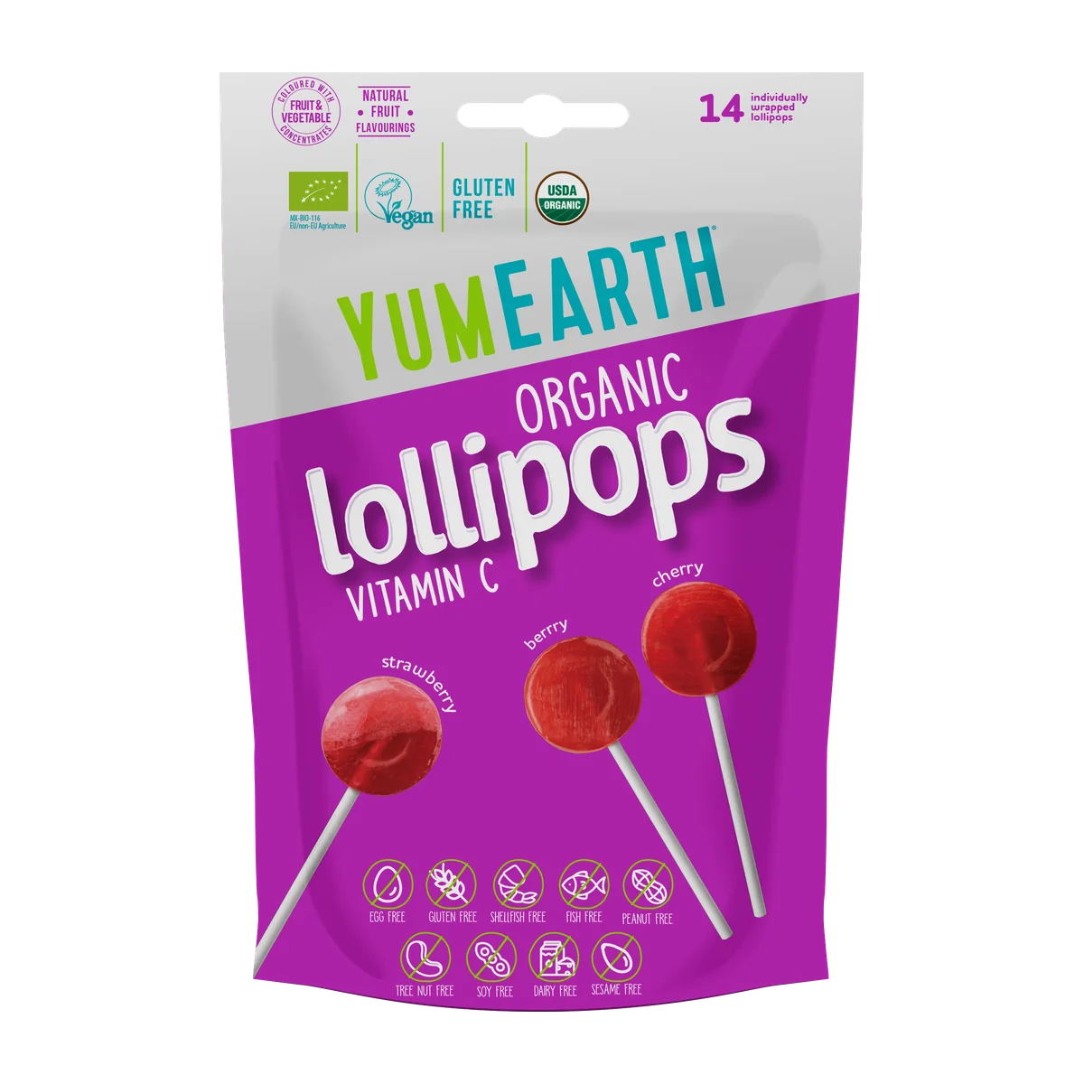 Organic Vitamin C Lollipops, 14 Pops